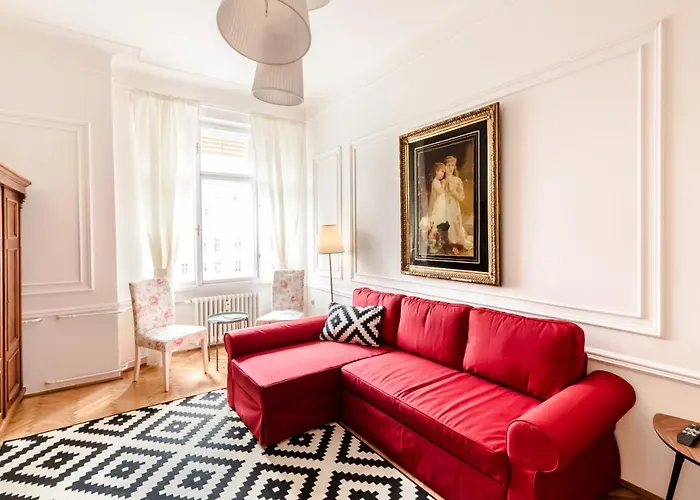 Golden Esthetic With Red Sofa Apartment