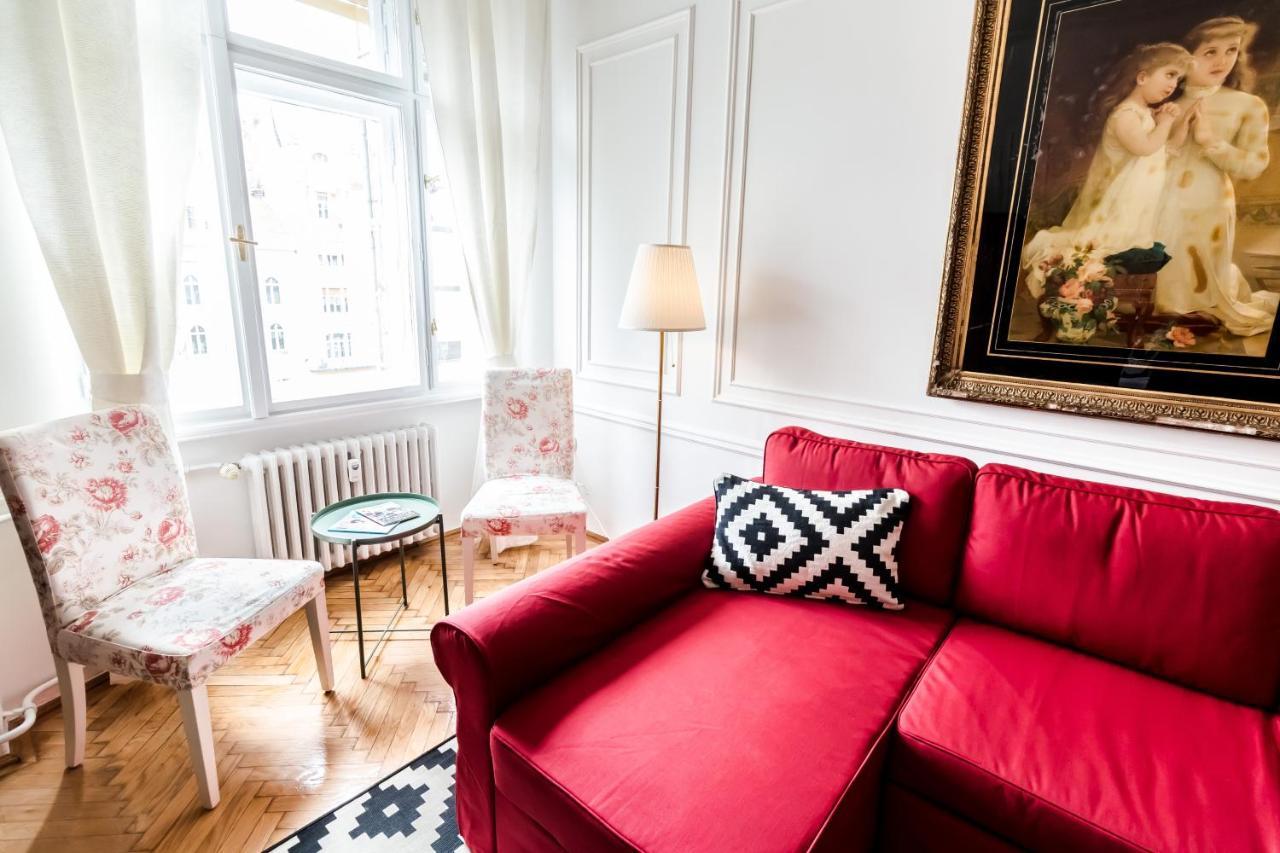 Golden Esthetic With Red Sofa Apartment