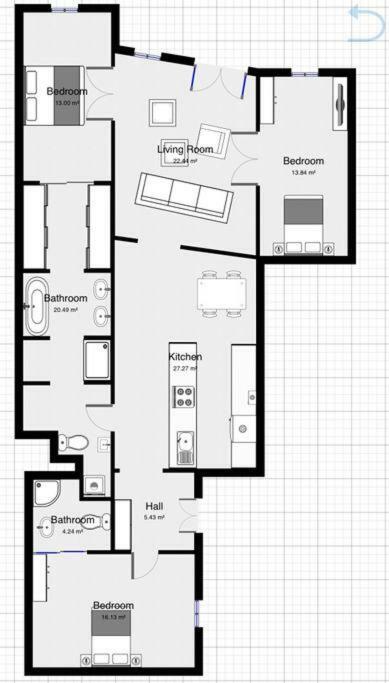 Apartmán Grand Eliza 3bedroom Luxury Apt At Blaha Budapest