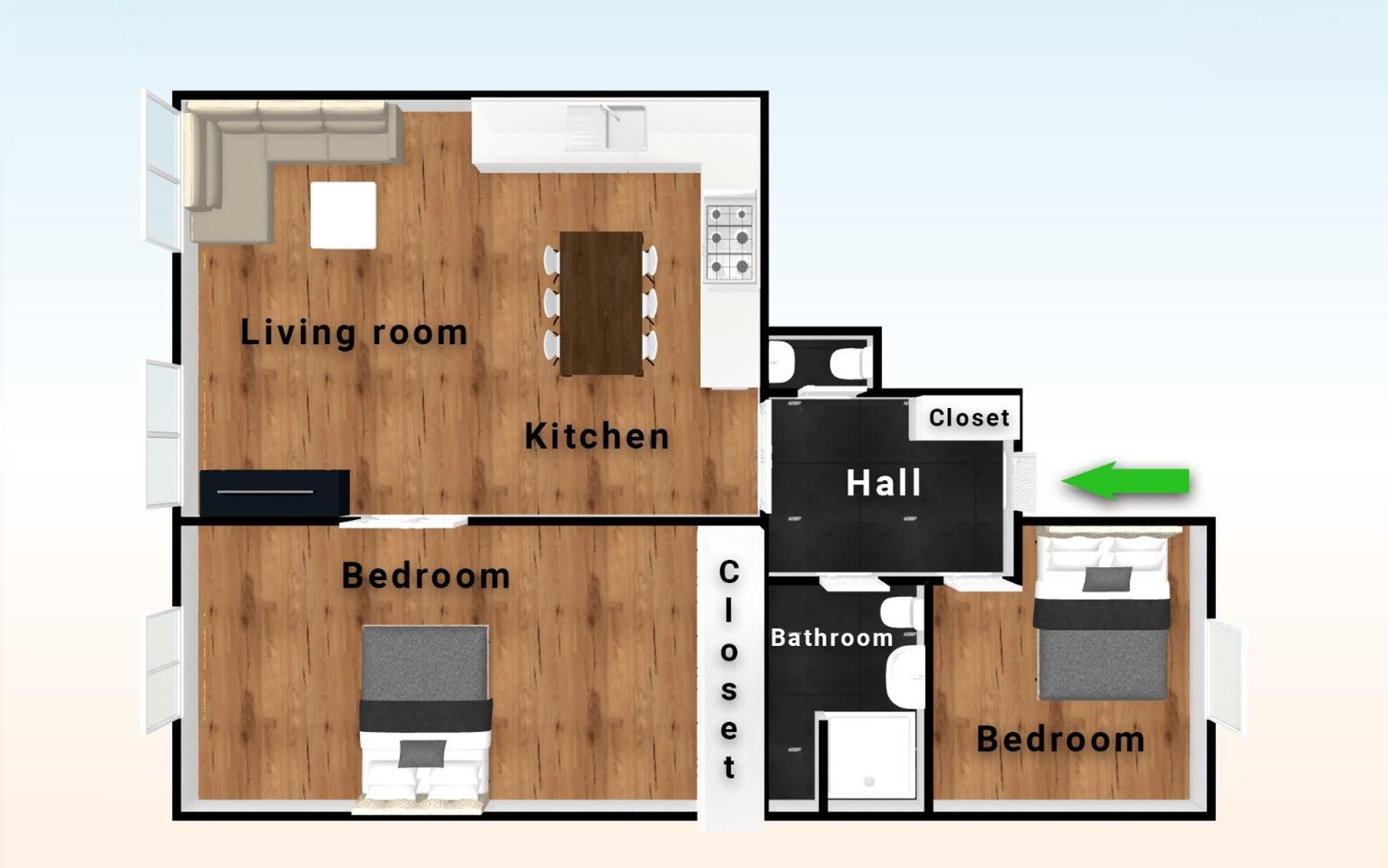 Ruin Bar 2 Bedroom 1.5 Bath Apt. Sleeps 6